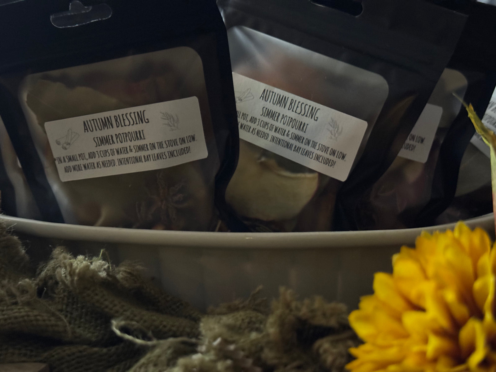 Autumn Blessing simmer potpourri bags at Moonbow