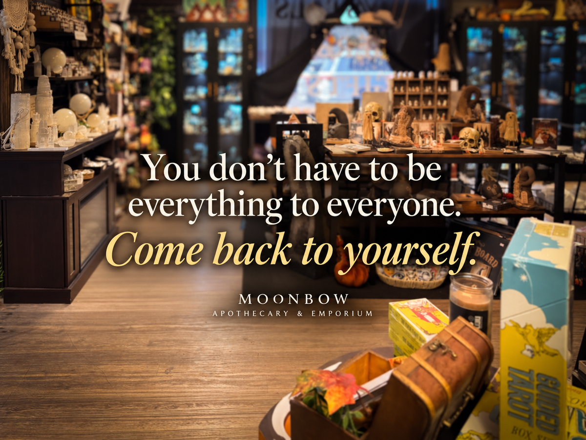 Moonbow shop interior with the words Come back to yourself