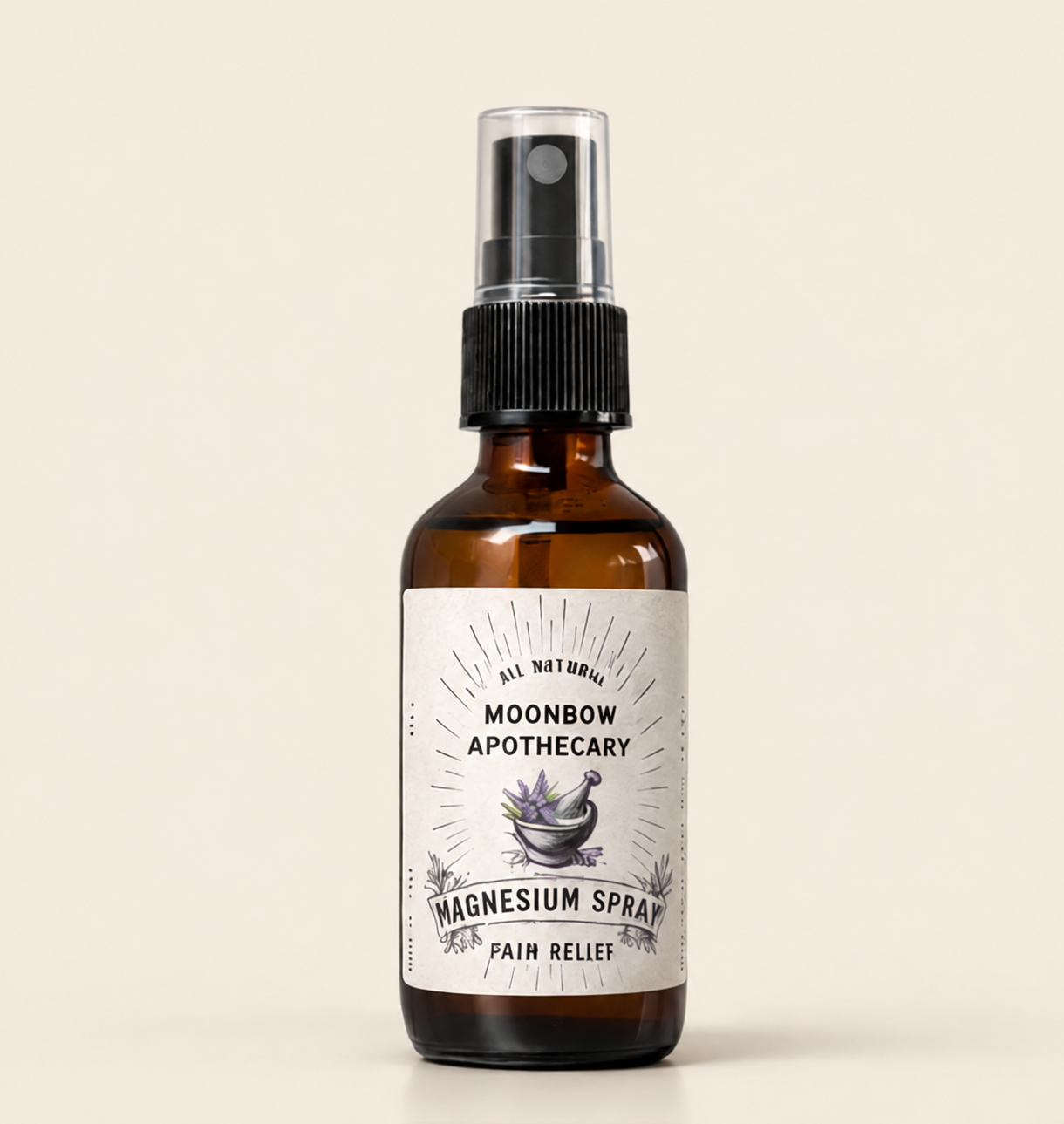 Moonbow magnesium spray on soft ivory background