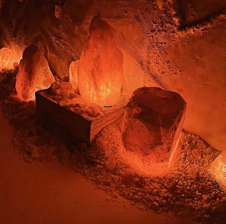 Salt cave interior at Moonbow Apothecary